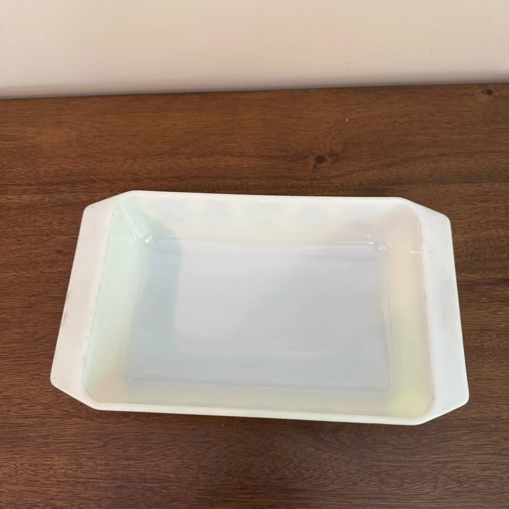 Vintage Pyrex Yellow 575-B Needlepoint Embroidery Rectangle Casserole Dish